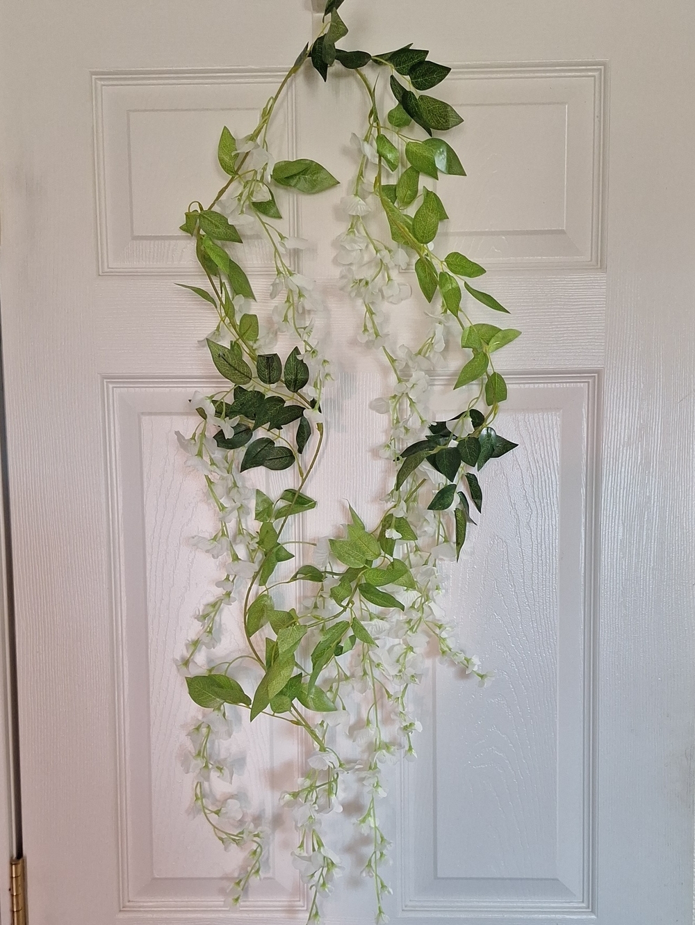 Artificial Hanging Wisteria Vine Garland - White and Green